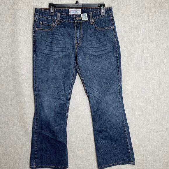 Levis Jeans Junior Women Size 11 Dark Blue Denim Stretch Cotton Low Rise Bootcut - Picture 1 of 4